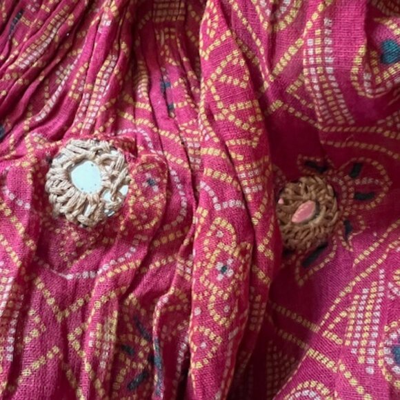 VINTAGE Raiment Fashions Inc. Boho Vibrant Indian Mirror Embroided Skirt - Picture 9 of 12